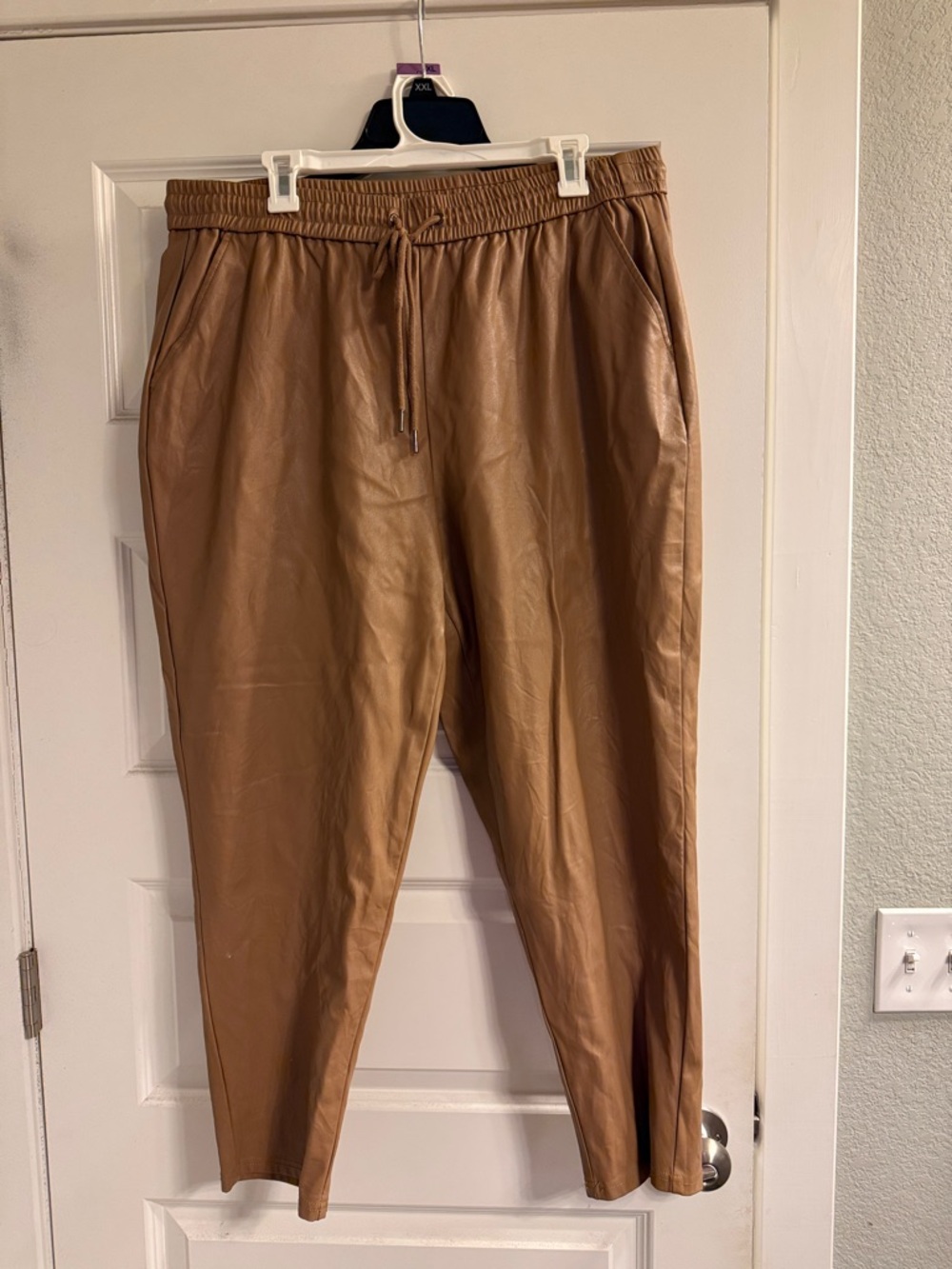 Cato Faux Leather Capris - Camel Brown